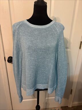Eileen Fisher Classic Crewneck Knit Sweater in Light Blue Small